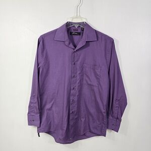 FUBU Dress Shirt Mens L Purple Long Sleeve Button Front Classic Spread Collar